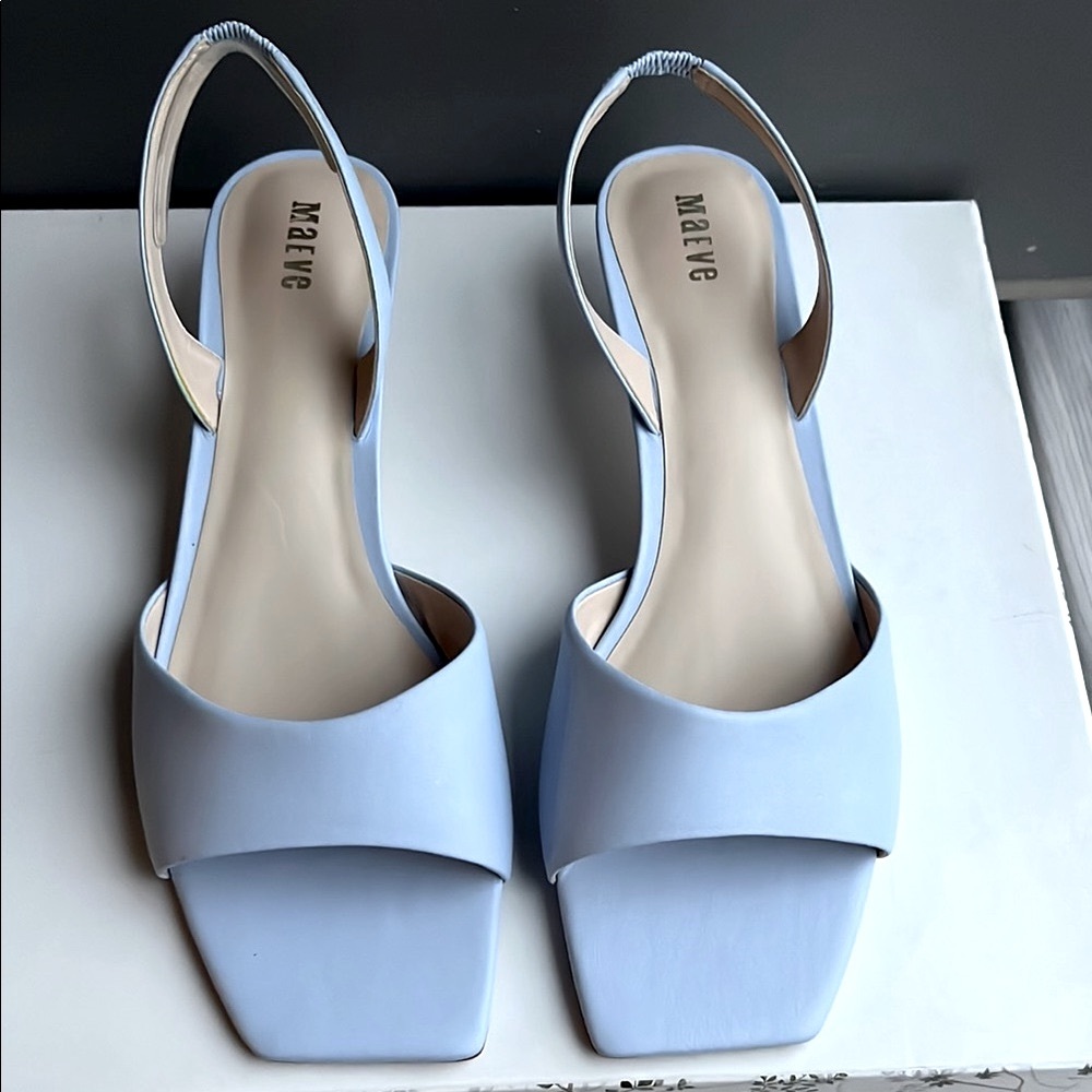 Maeve Light Blue Slingback Heels - Picture 2 of 13